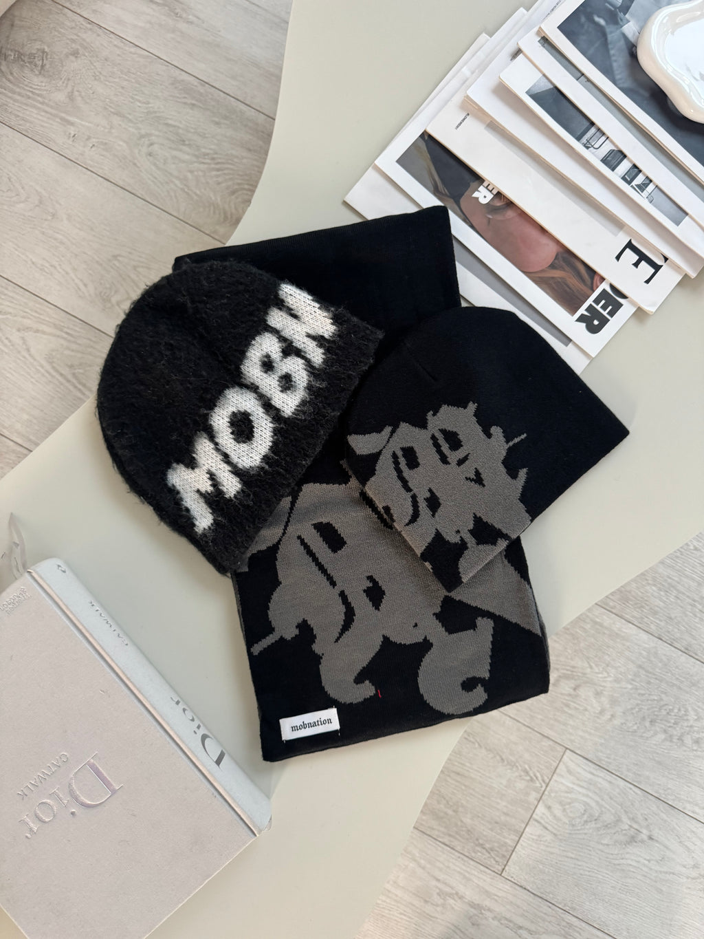 BLACK ALPACA BEANIE
