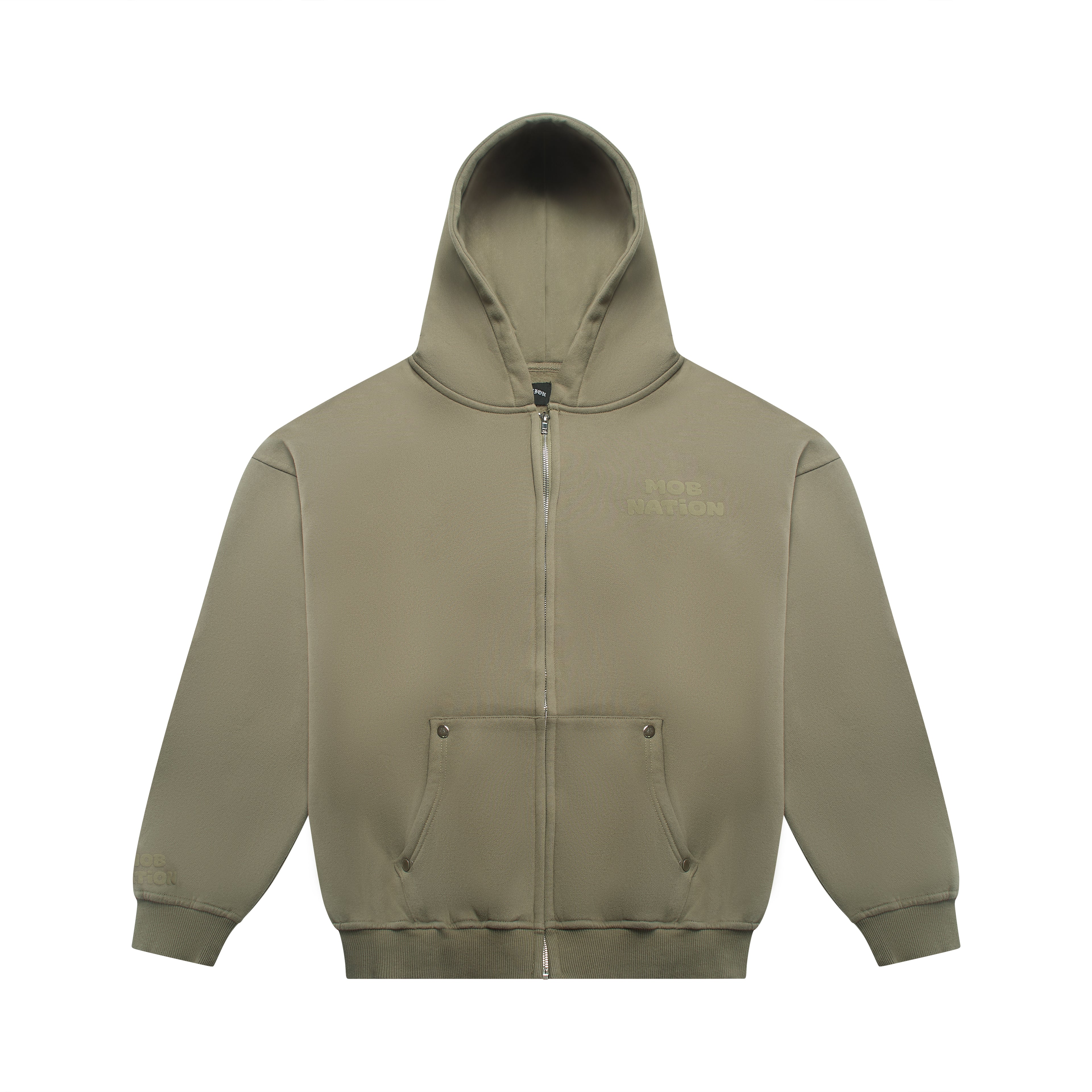 KHAKI RIVET ZIP UP