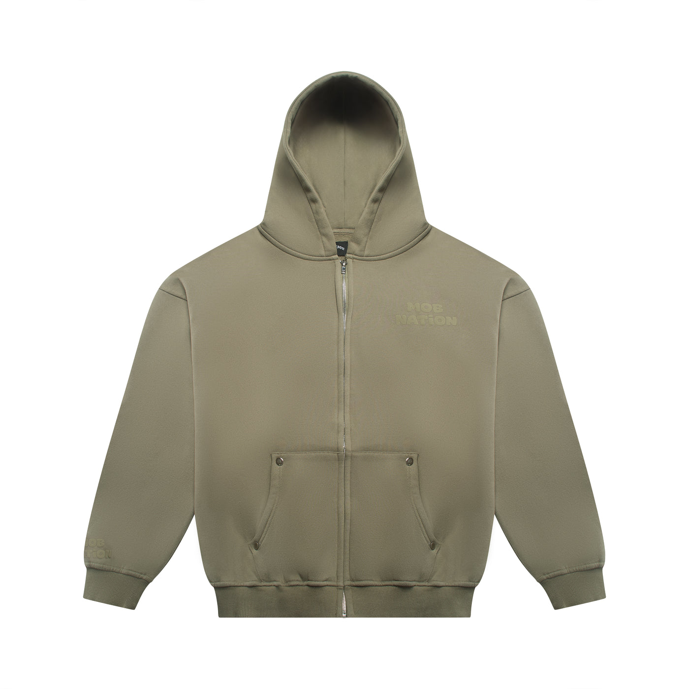 KHAKI RIVET ZIP UP