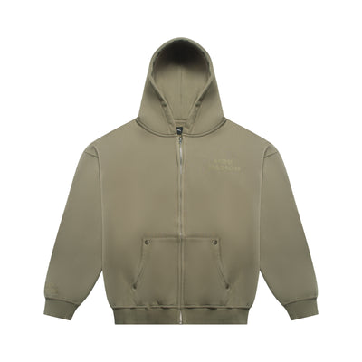 KHAKI RIVET ZIP UP