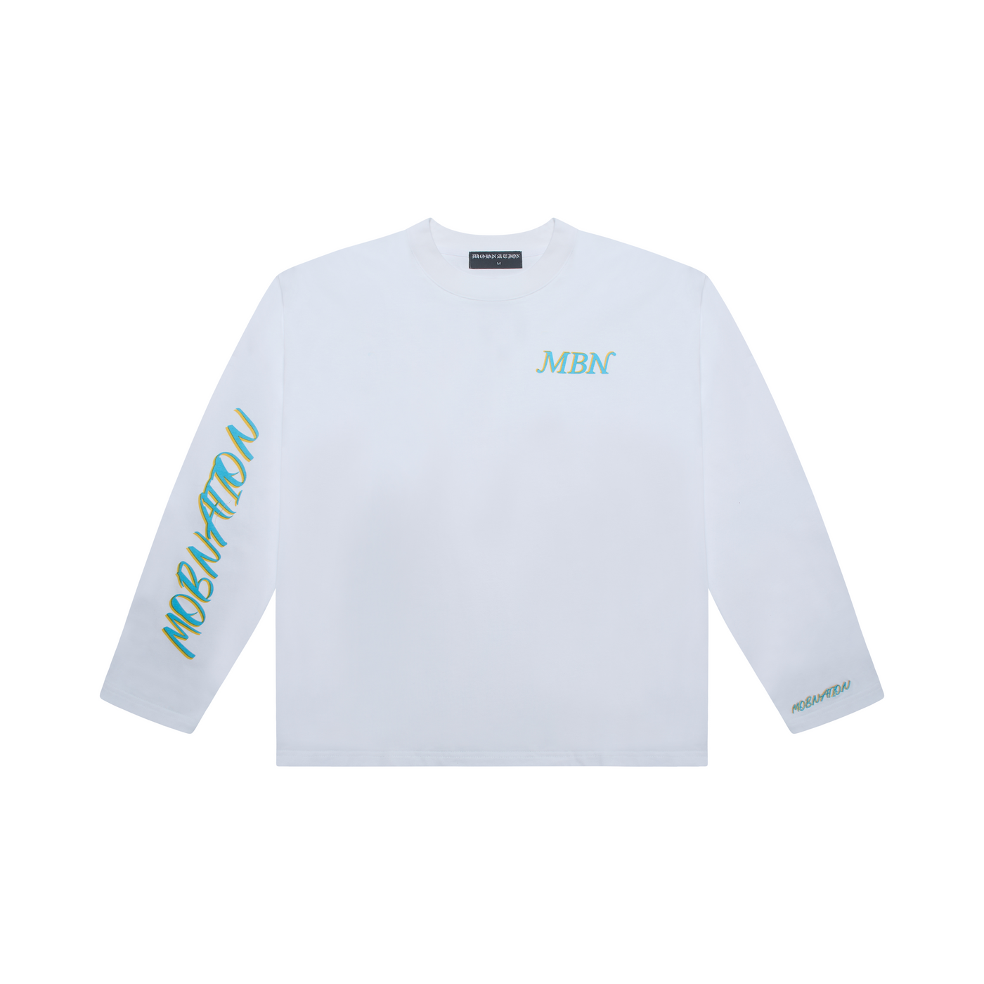 WHITE CYAN LS TEE