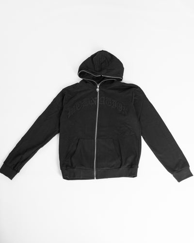 Black chenille zip up