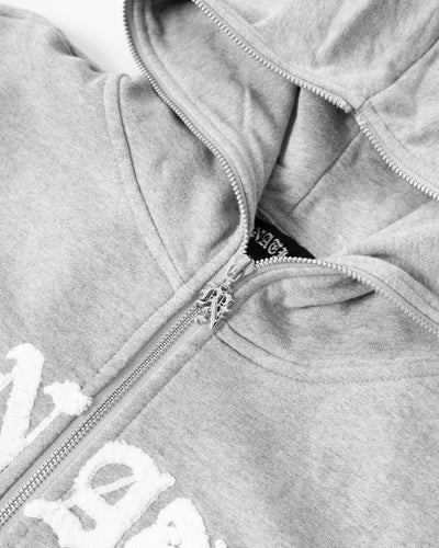 Grey chenille zip up