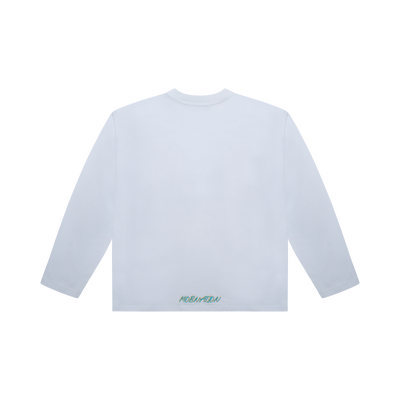 WHITE CYAN LS TEE
